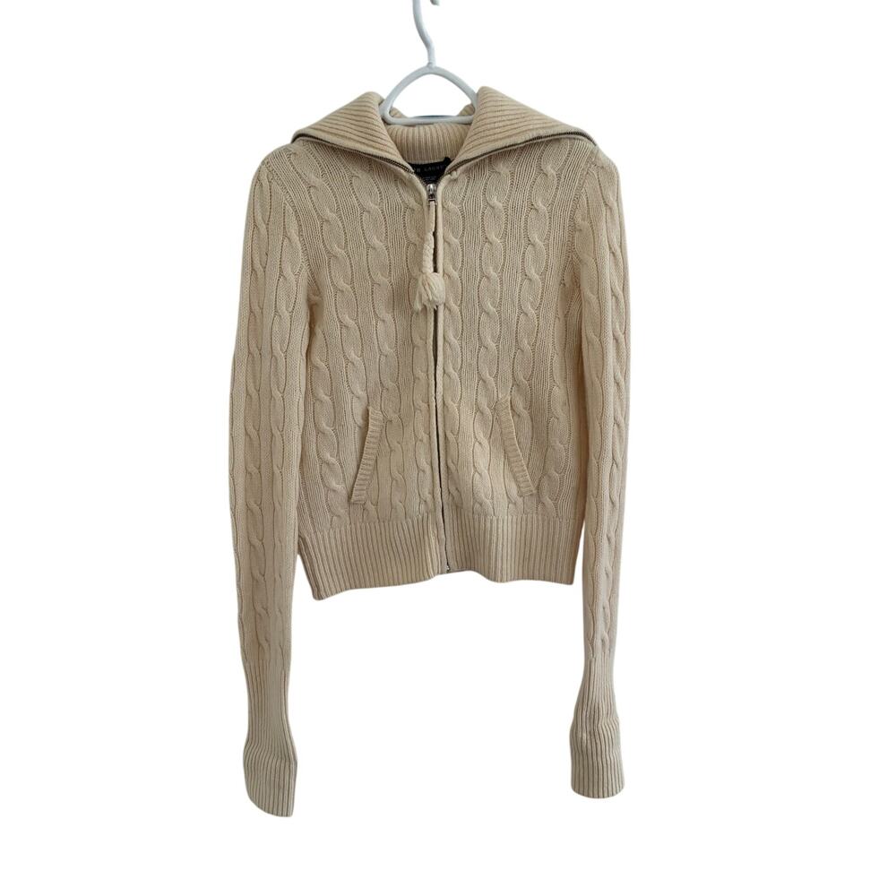 Ralph Lauren Womens Zip Up Sweater Womens Small Wool Cashmere Blend Quiet Luxury